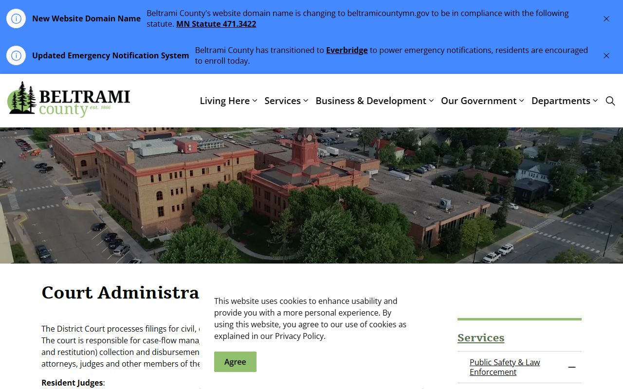 Beltrami County Court Administrator records Court Administration page