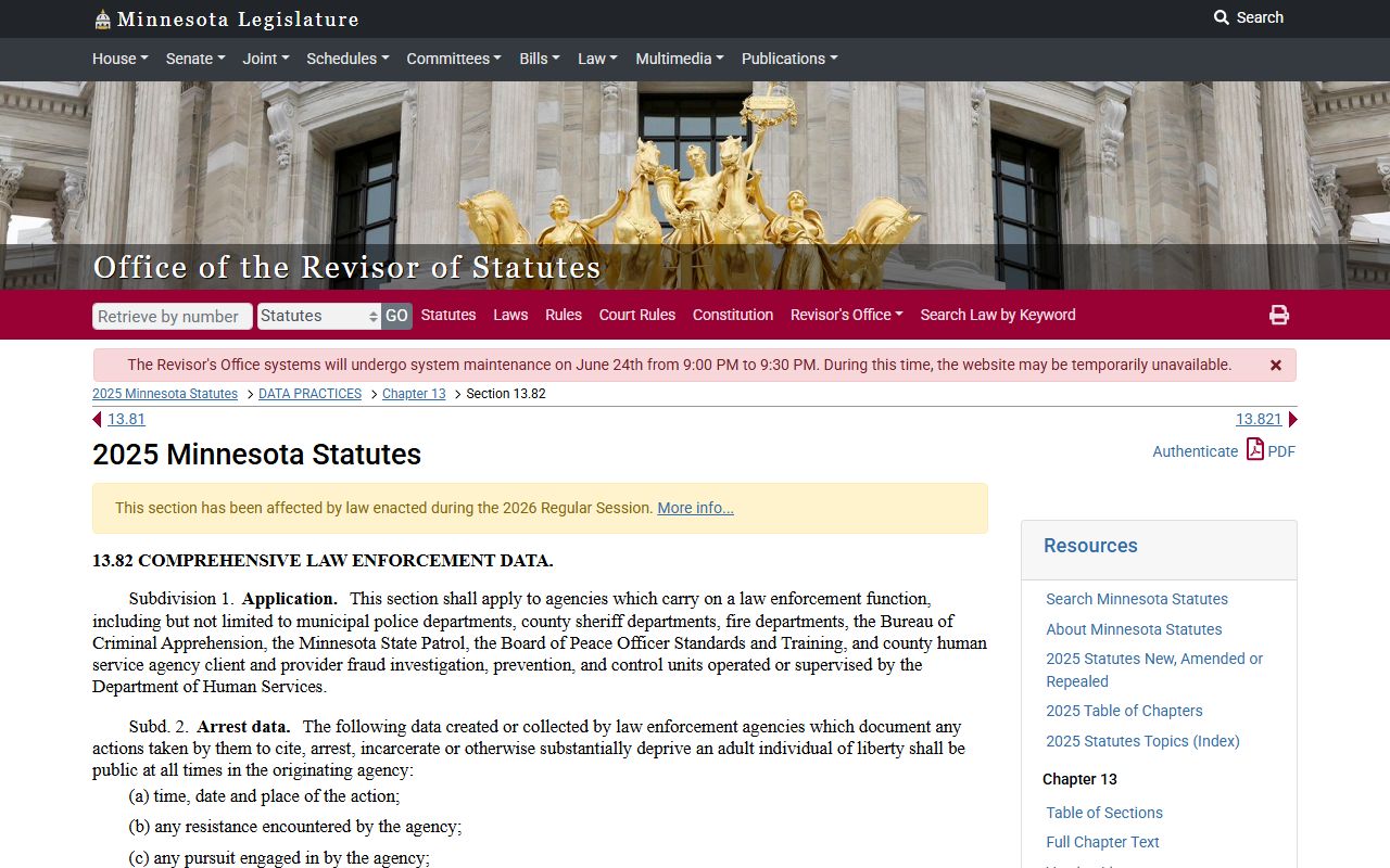 Beltrami County arrest records Minnesota law-enforcement data statute