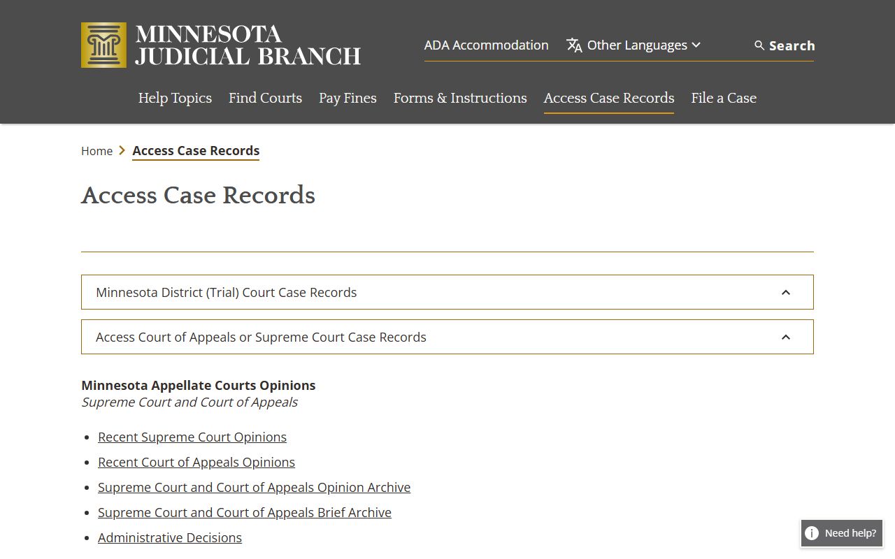 Beltrami County court records Minnesota access case records