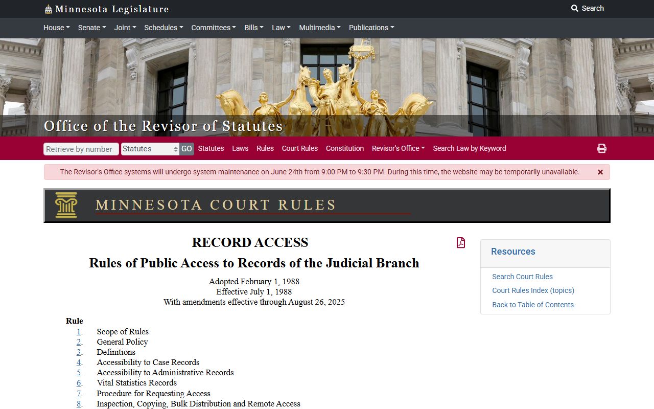 Beltrami County court records Minnesota public access rules