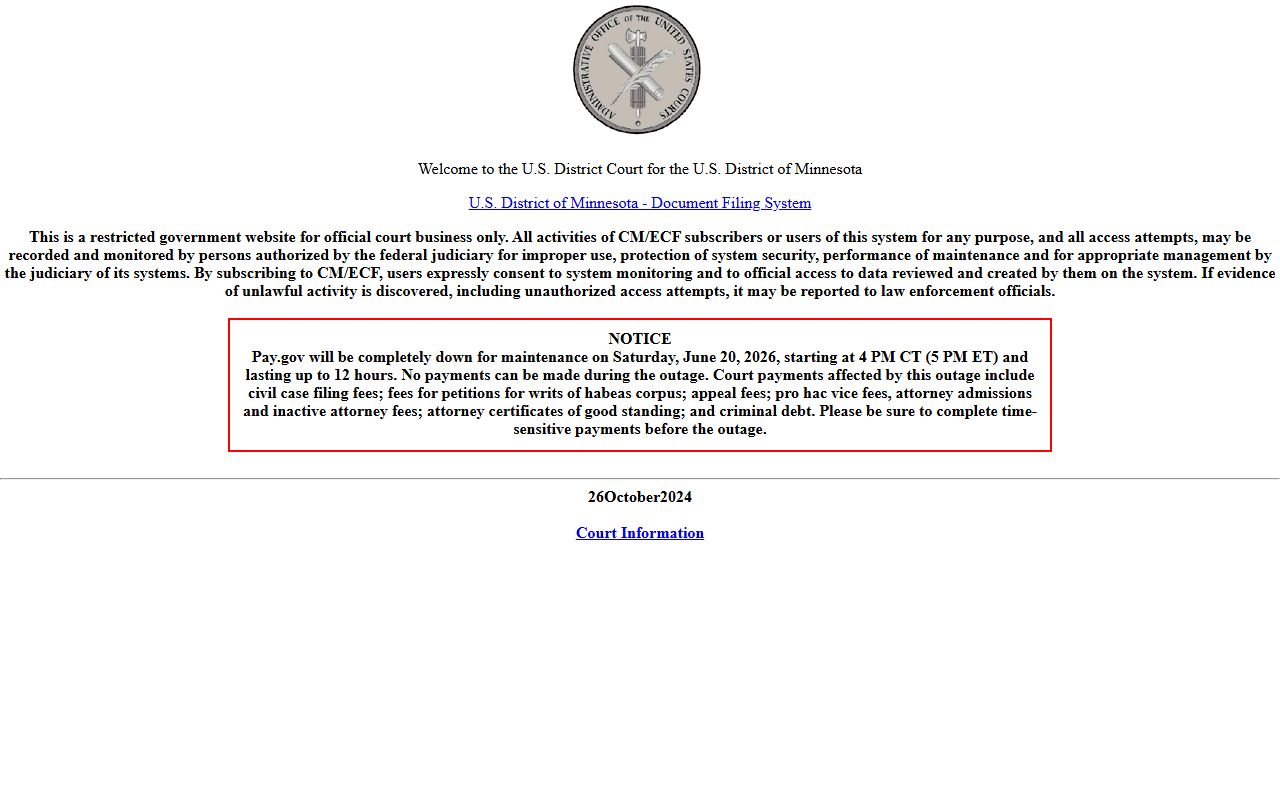Beltrami County District Court federal CM ECF records access
