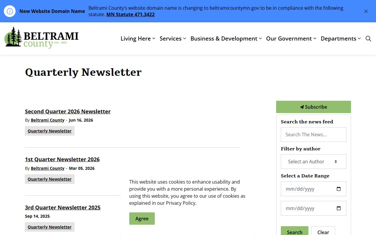 Beltrami County court records county newsletter source