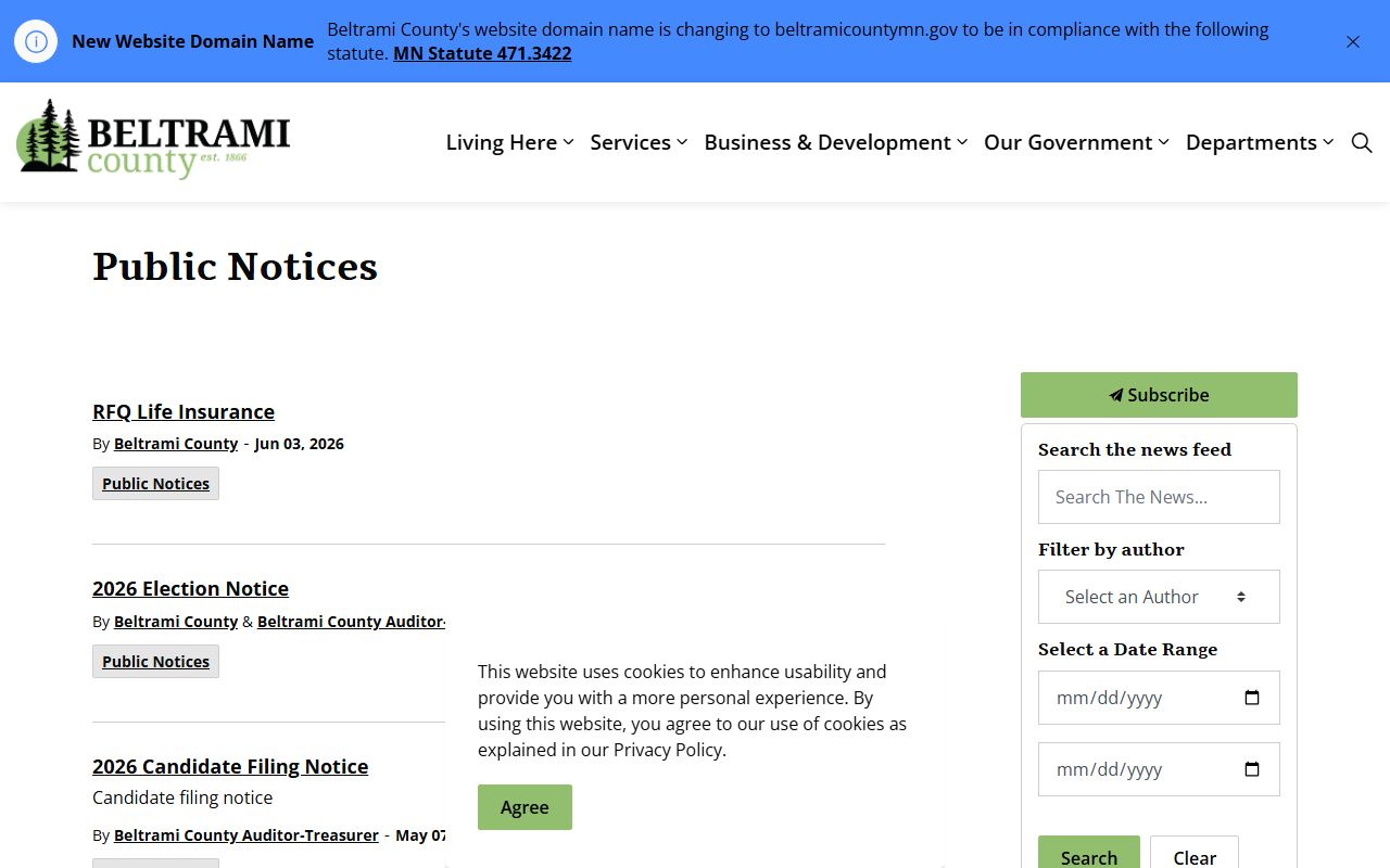 Beltrami County court records public notices source