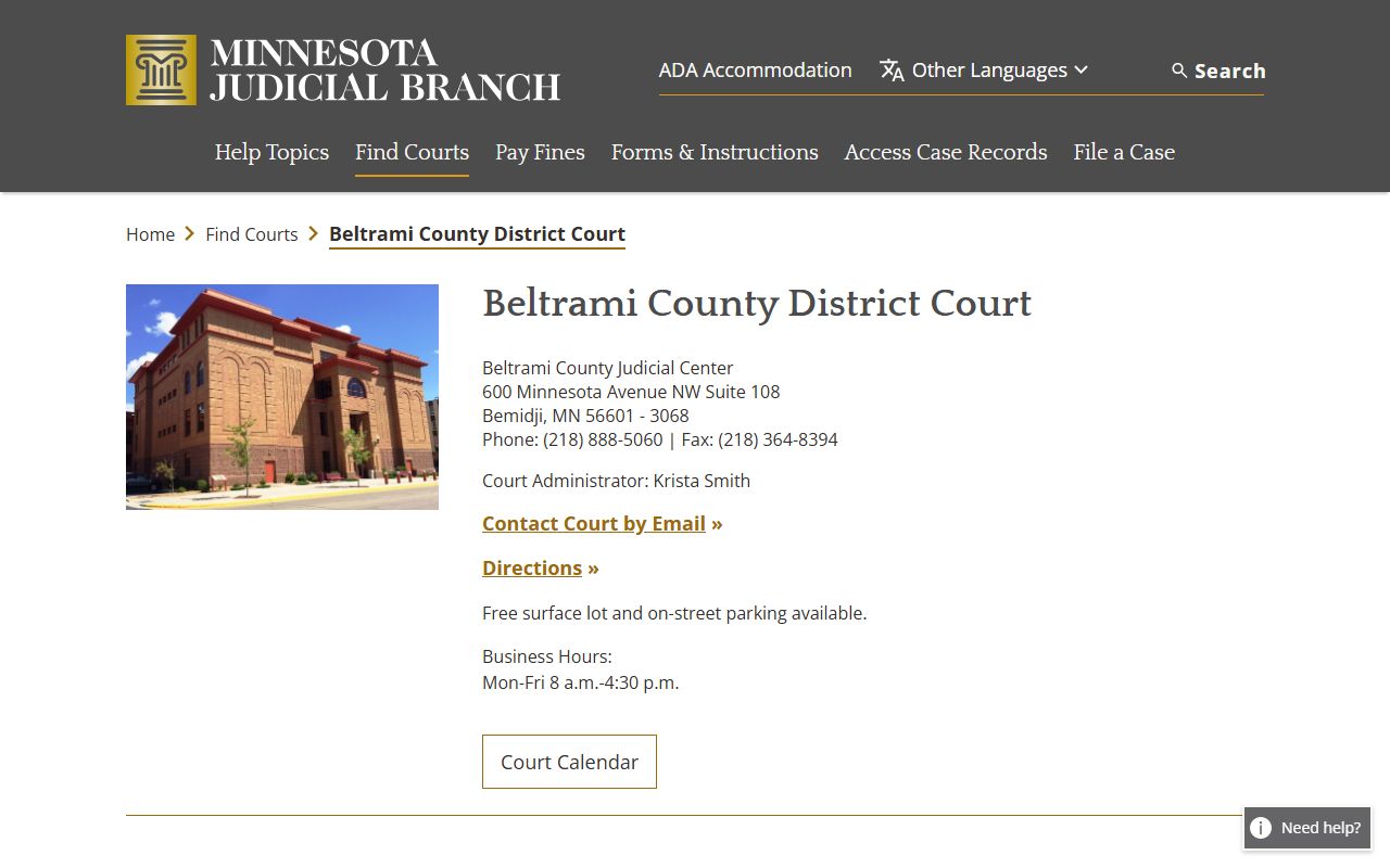 Beltrami County court records District Court overview