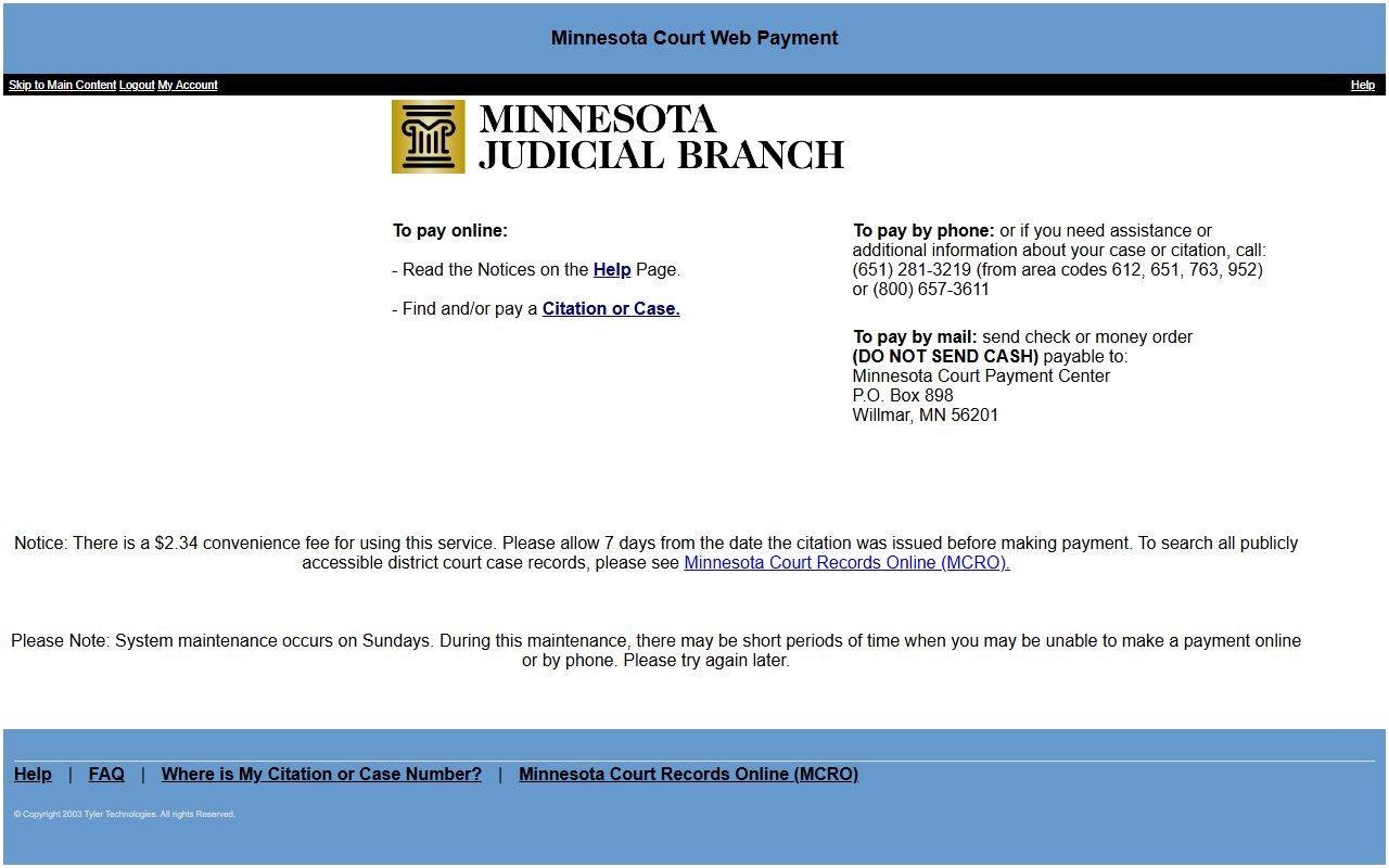 Beltrami County traffic citation records Minnesota Court Web Payment portal